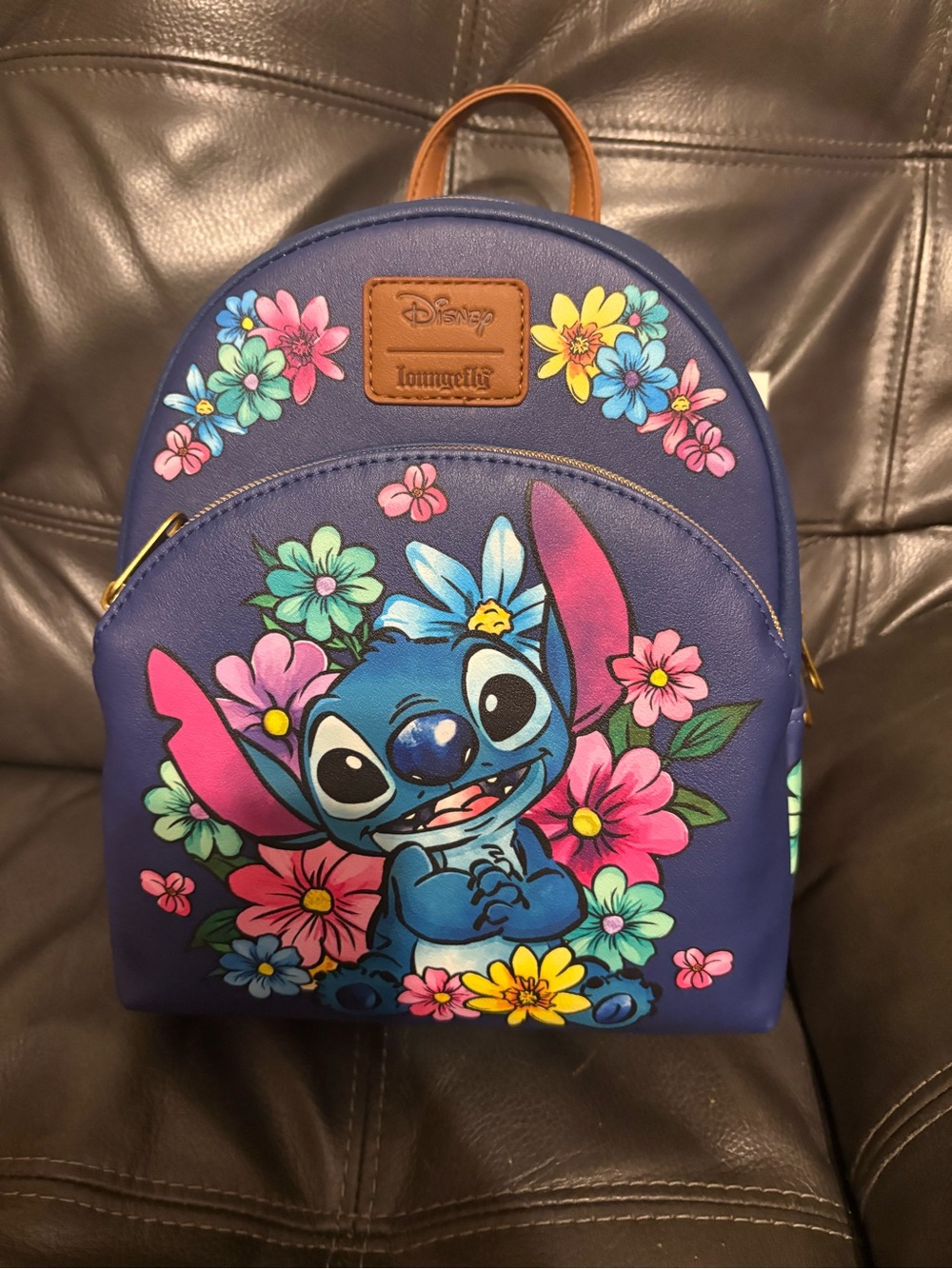 Loungefly Blue Stitch Floral Mini Backpack